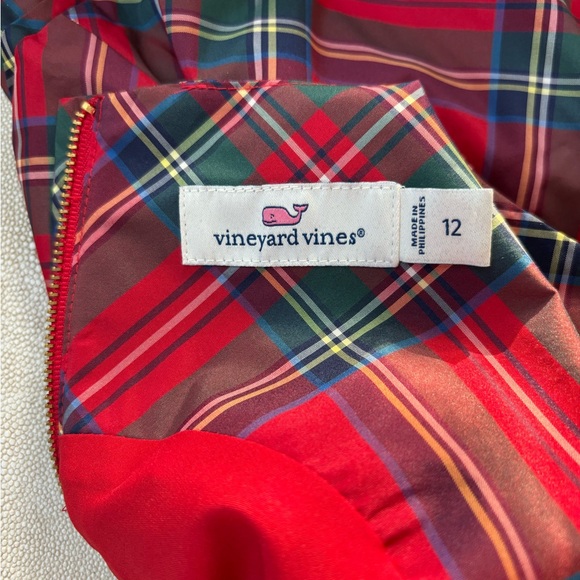 Vineyard Vines Jolly Plaid Dress Calypso Red Holiday Christmas Girl's 12 - Picture 6 of 7